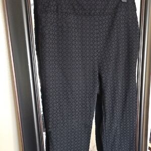 Black Patterned Stretch Pull On Women's Pants